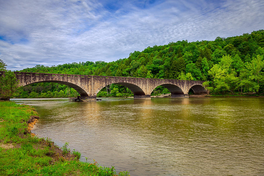 Bridge over Cumberland River Photograph by Alexey Stiop