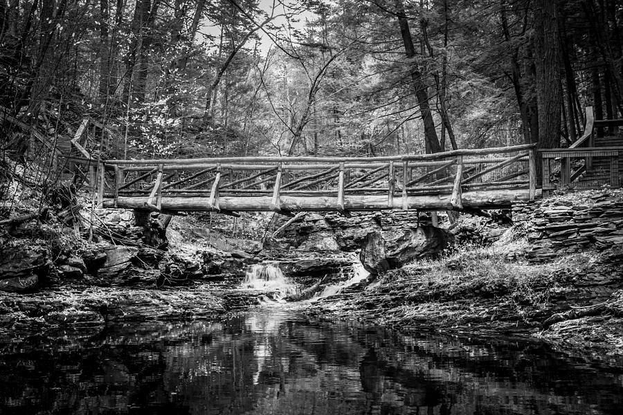 Bridge Over Placid Waters Painted BW Photograph by Rich Franco