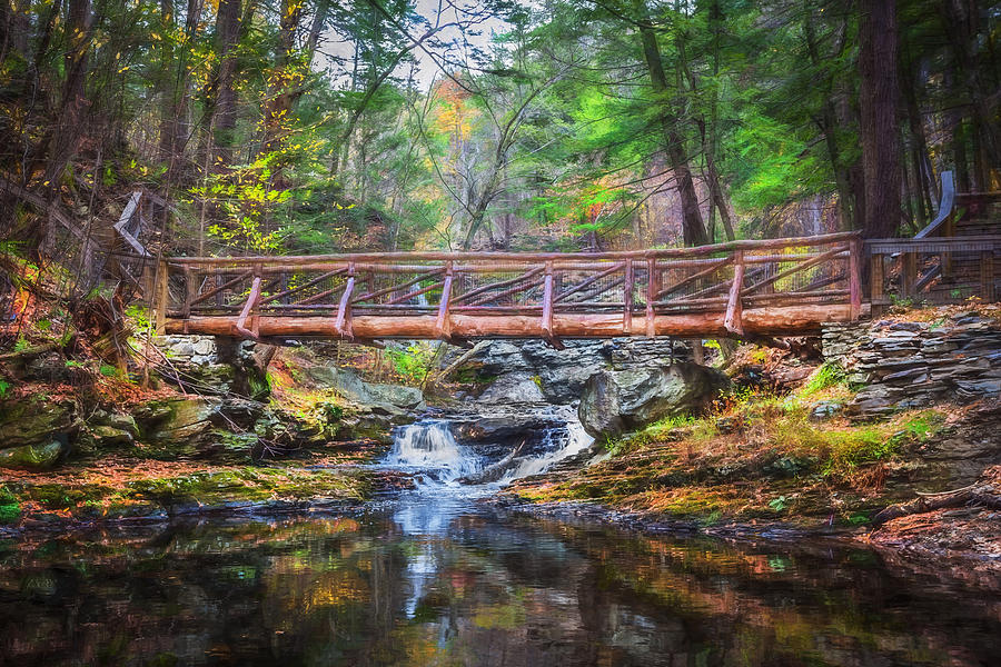 Waterfall Photograph - Bridge Over Placid Waters Painted  by Rich Franco