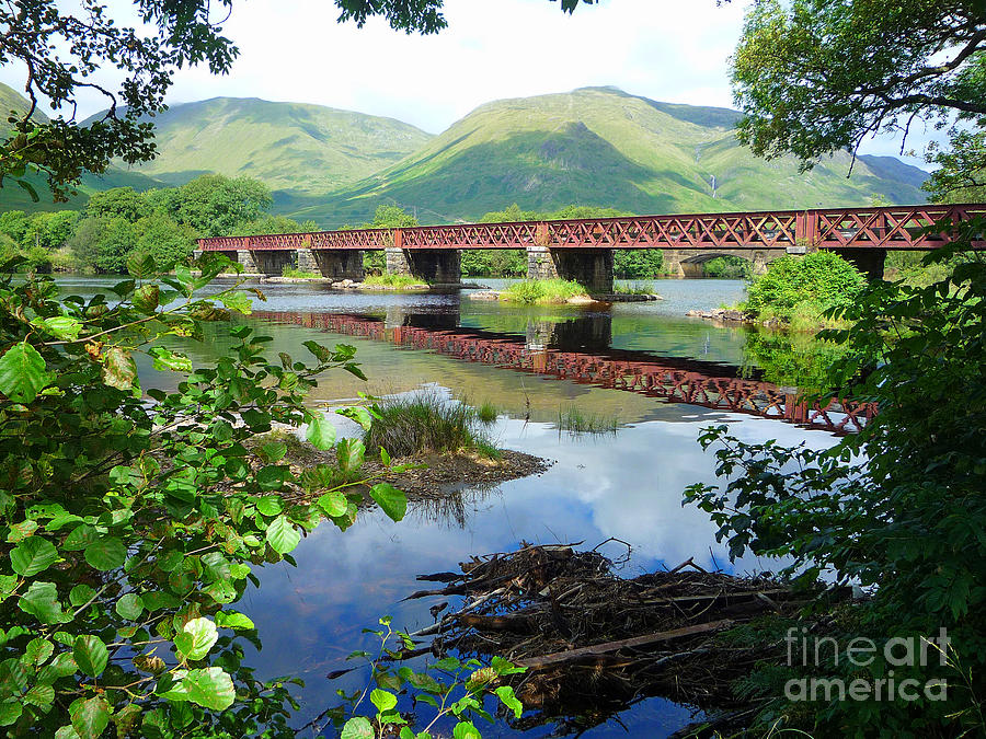 Mountain Photograph - Bridge Over Scottish River by Callan Art