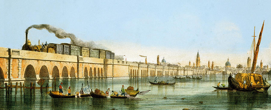 City Painting - Bridge over the Lagoon by Giovanni Pividor