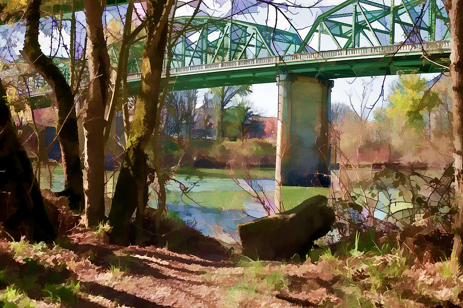 Bridge Over the Willamette River Painting by Bonnie Bruno