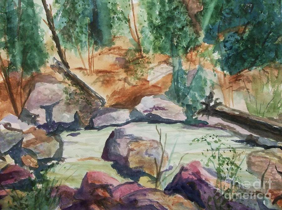 Bridge to the Hot Springs Painting by Ellen Levinson