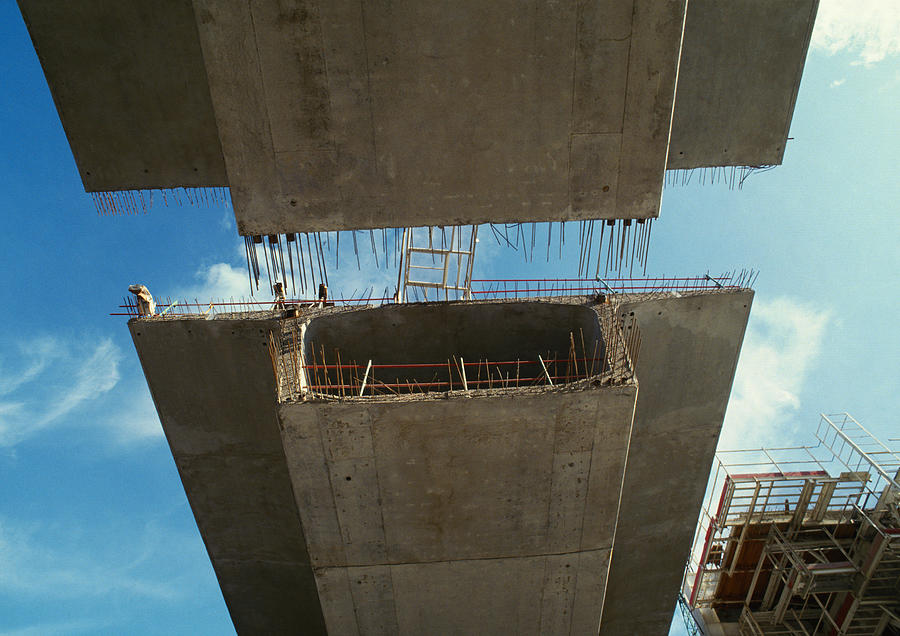 Bridge under construction, view from below Photograph by James Hardy