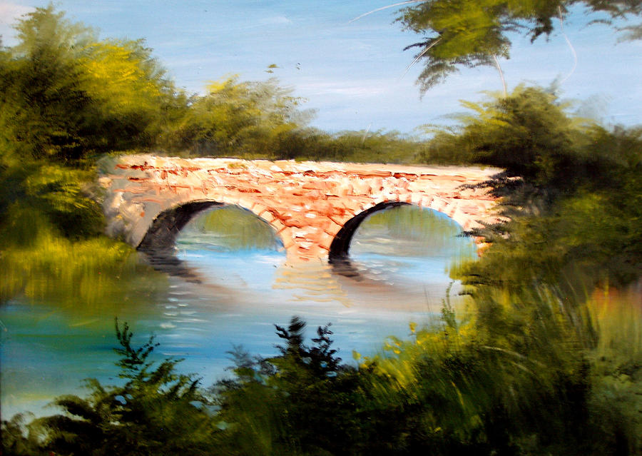 Nature Painting - Bridge Under El Dorado Lake by Robert Carver