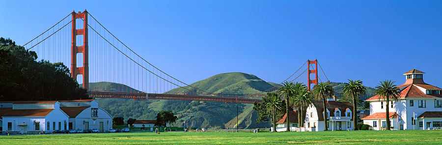 Architecture Photograph - Bridge Viewed From A Park, Golden Gate by Panoramic Images
