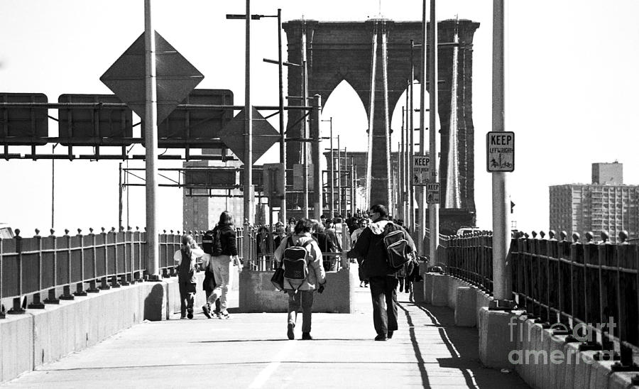 Brooklyn Bridge Photograph - Bridge Walk 1990s by John Rizzuto