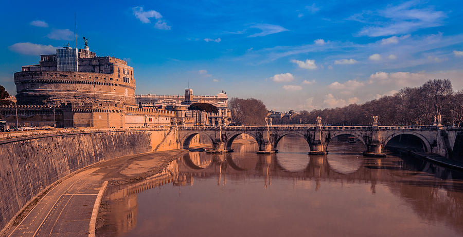 Bridge Waterway in Rome Photograph by Matthew Onheiber