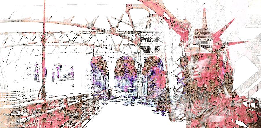 City Digital Art - Bridging Promise Cityscape by Mary Clanahan