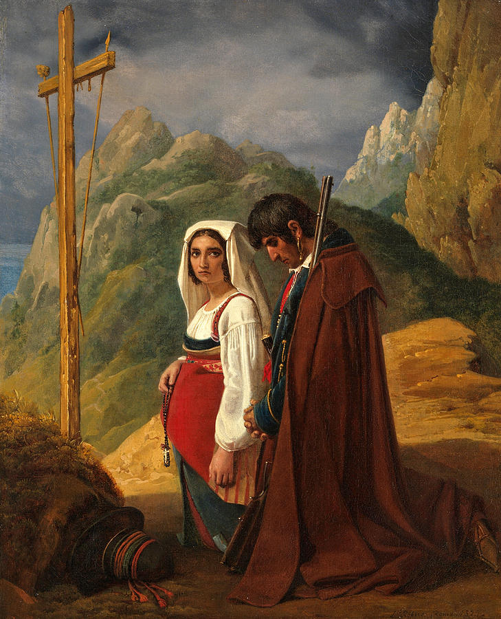 Brigand and His Wife in Prayer Painting by Leopold Robert