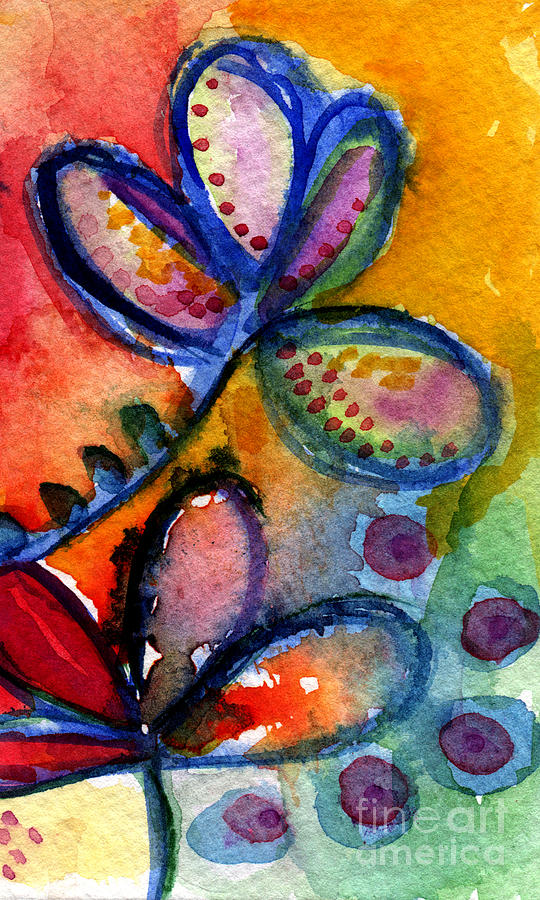 Abstract Painting - Bright Abstract Flowers by Linda Woods
