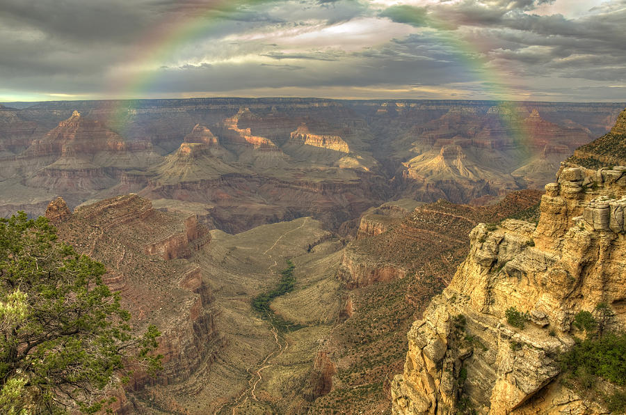 Sunset Photograph - Bright Angel Trail Rainbow by Ricky Barnard