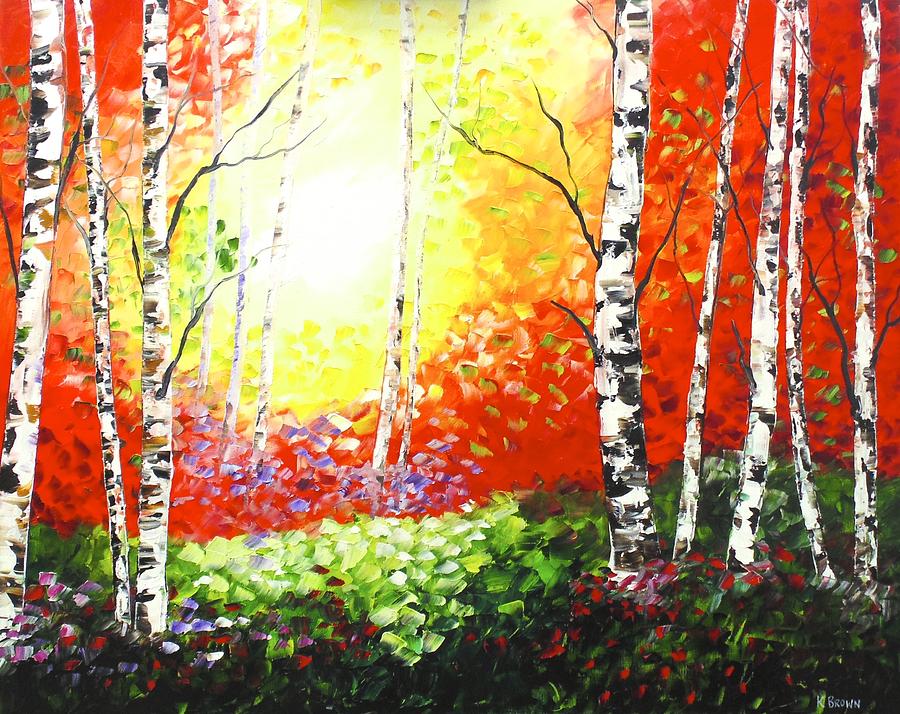 Bright Birches Painting by Kevin  Brown