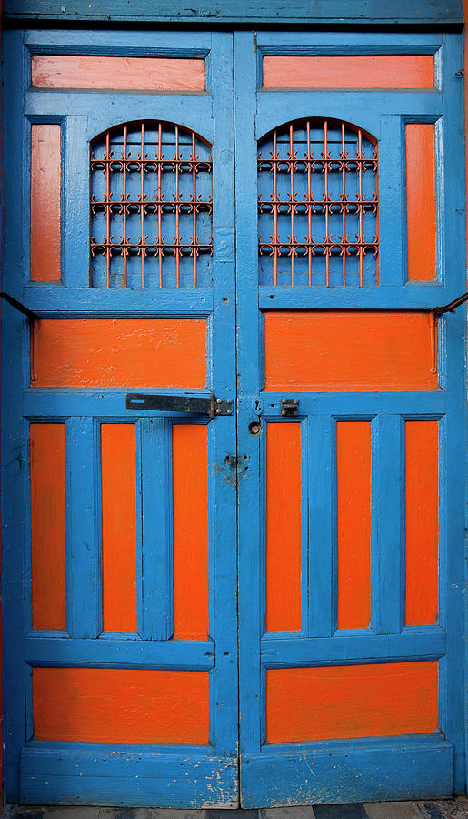 Bright Blue And Orange Door In Nicaragua Photograph by Anknet