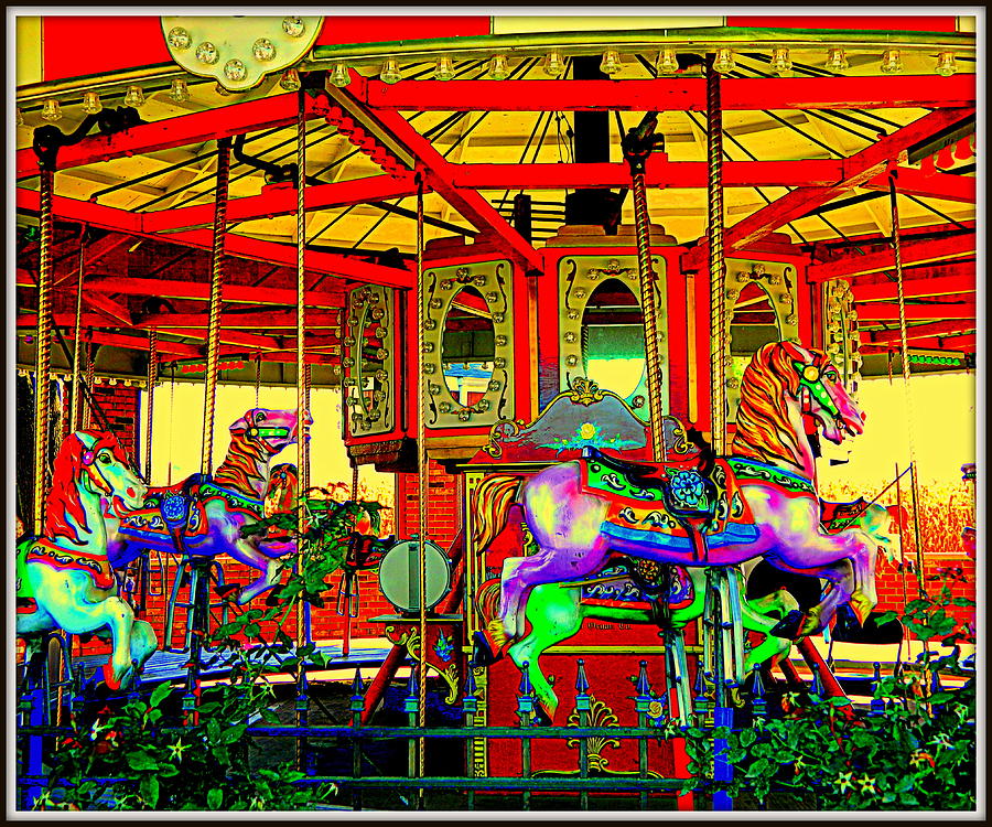 Bright Carousel Photograph by Kathy Barney