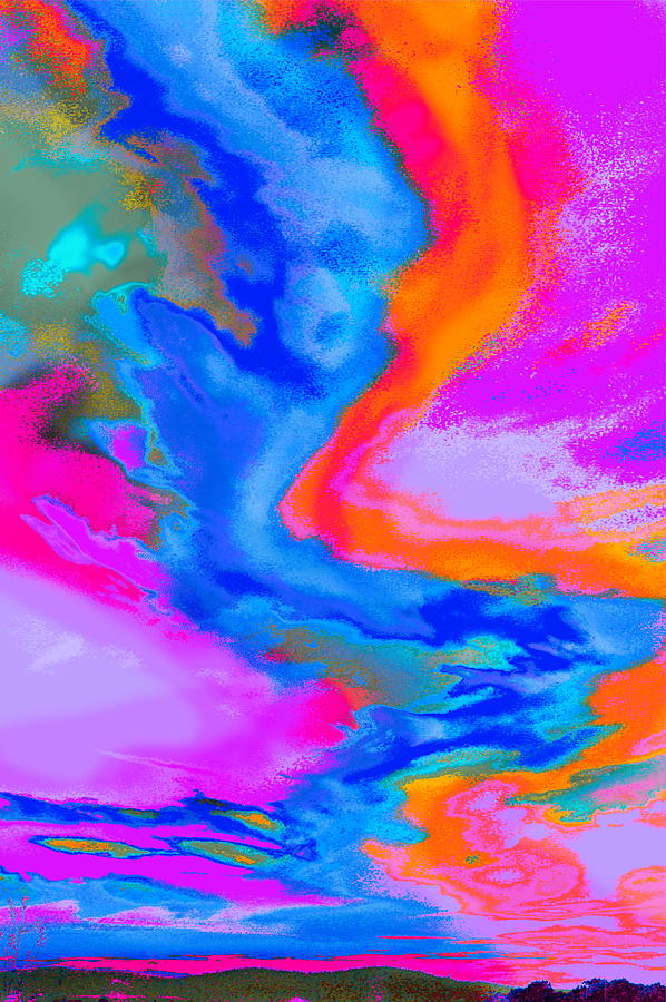 Bright clouds moving Painting by Priscilla Batzell Expressionist Art ...