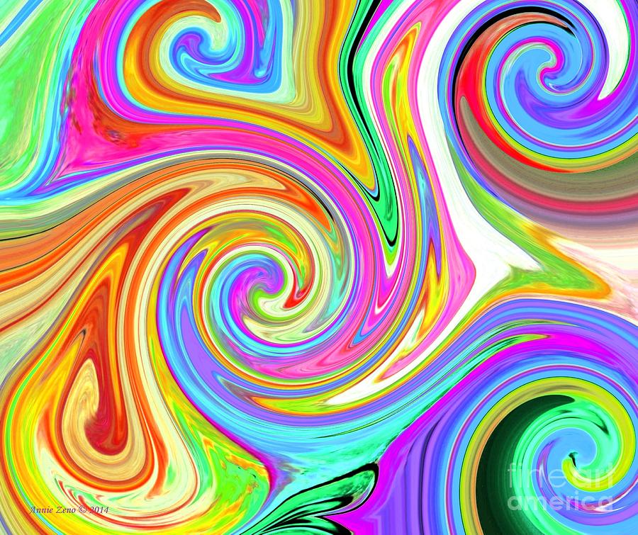 Bright Colored Swirls Digital Art by Annie Zeno