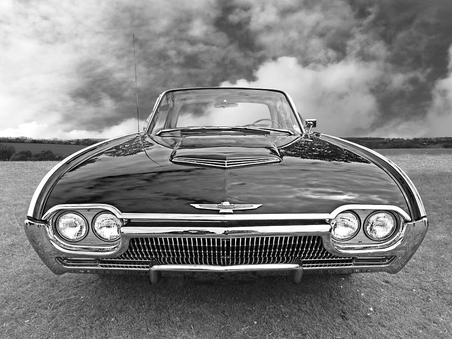 Bright Eyes - Sixties T- Bird Black and White Photograph by Gill Billington