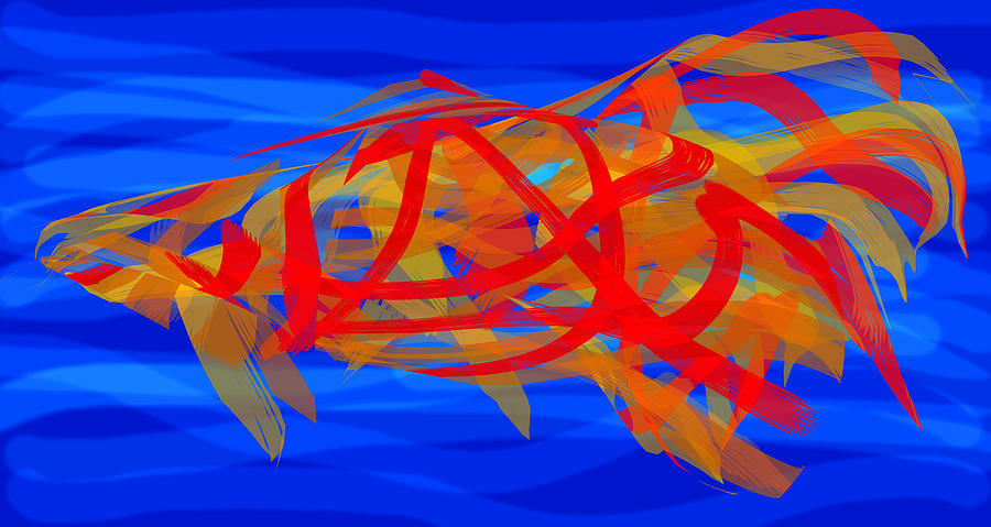 Bright Fish in Blue Water Digital Art by Stephanie Grant