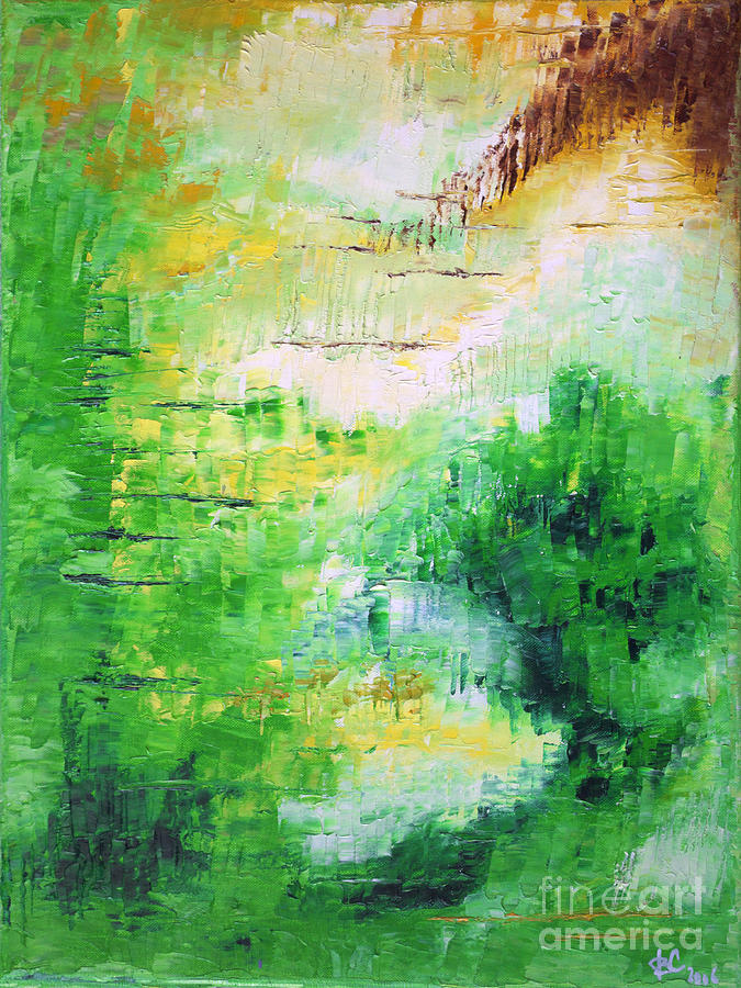 Bright Green Modern Abstract Garden Spirits By Chakramoon Painting by ...