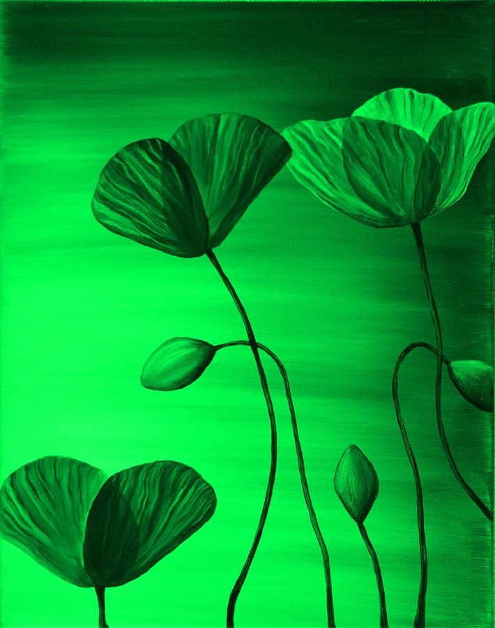 Poppy Digital Art - Bright Green Poppies by Elizabeth Golden
