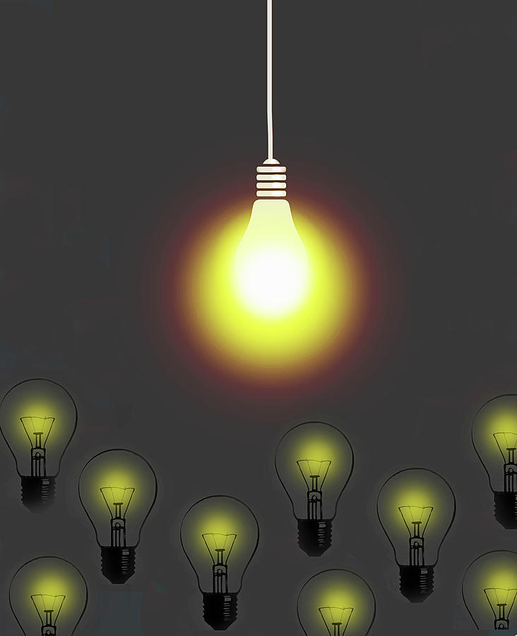 Bright Light Bulb Above Dim by Ikon Ikon Images - Pixels