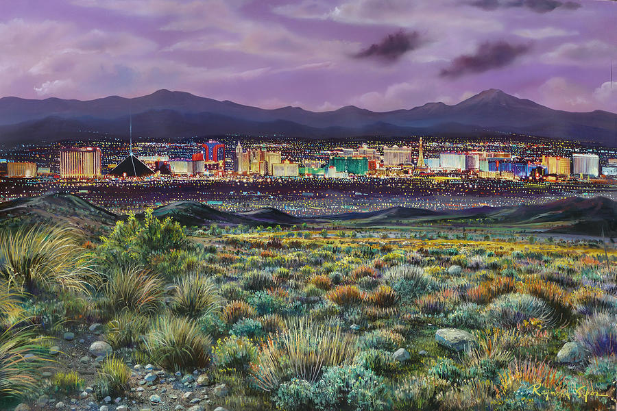 Las Vegas Painting - Bright Lights City.... by Raymond Sipos