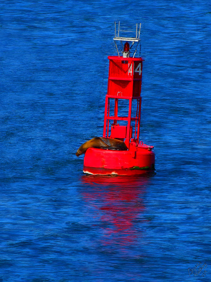 Bright Red Buoy Painting by Bruce Nutting