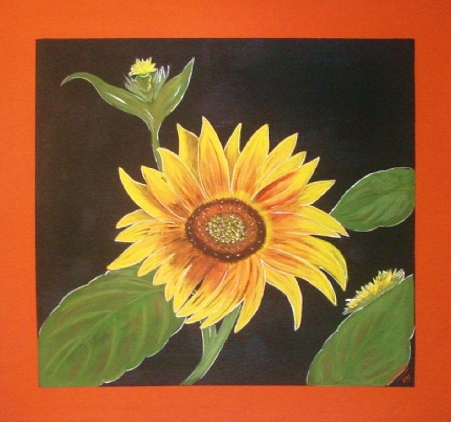 Bright Sunflower Painting by Cindy Micklos