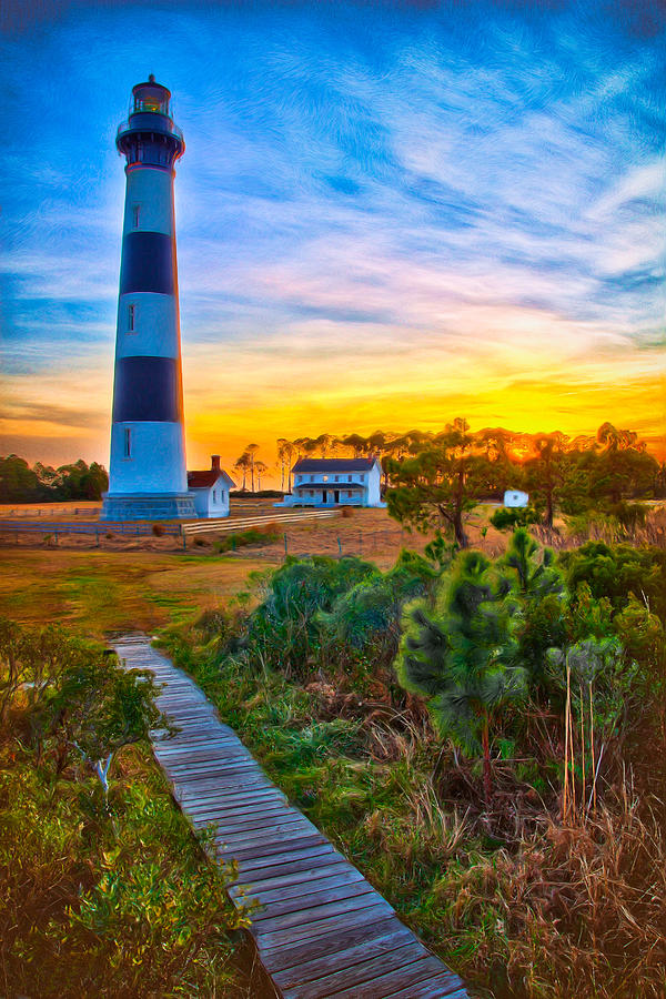 Bright Sunset at Bodie - Outer Banks II Painting by Dan Carmichael