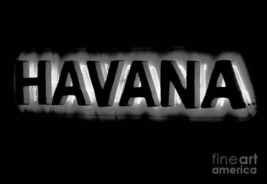 Bright Vibrant Neon Black and White Backlit Hotel Havana Sign Conte Crayon Digital Art  Digital Art by Shawn OBrien