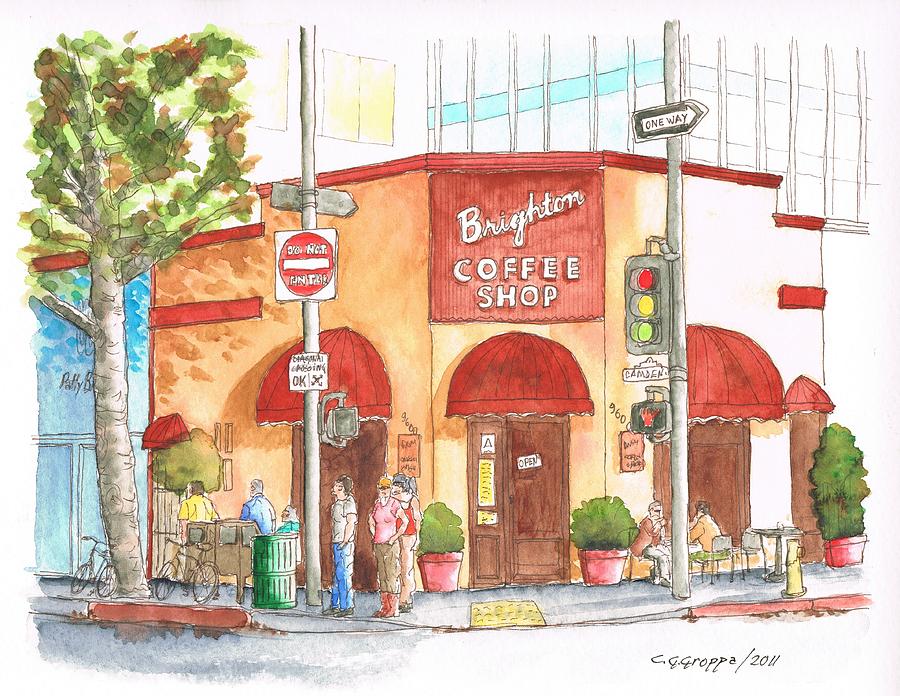 Brighton Coffee Shop, Beverly Hills, California Painting by Carlos G Groppa