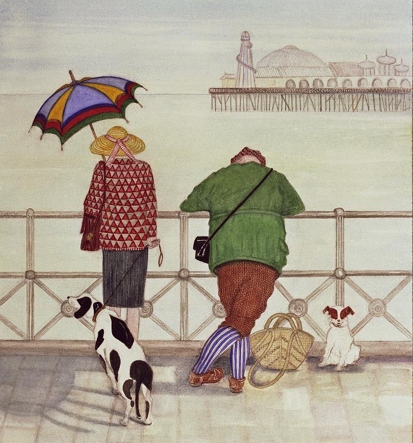 Dog Photograph - Brighton Pier, 1986 Watercolour On Paper by Gillian Lawson