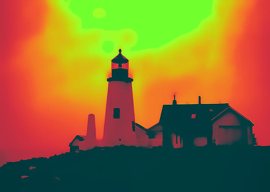 Brilliant color lighthouse Digital Art by Cathy Anderson