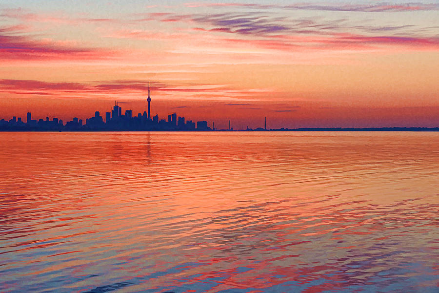 Impressionism Digital Art - Brilliant Colorful Morning - Toronto Skyline Impressions by Georgia Mizuleva