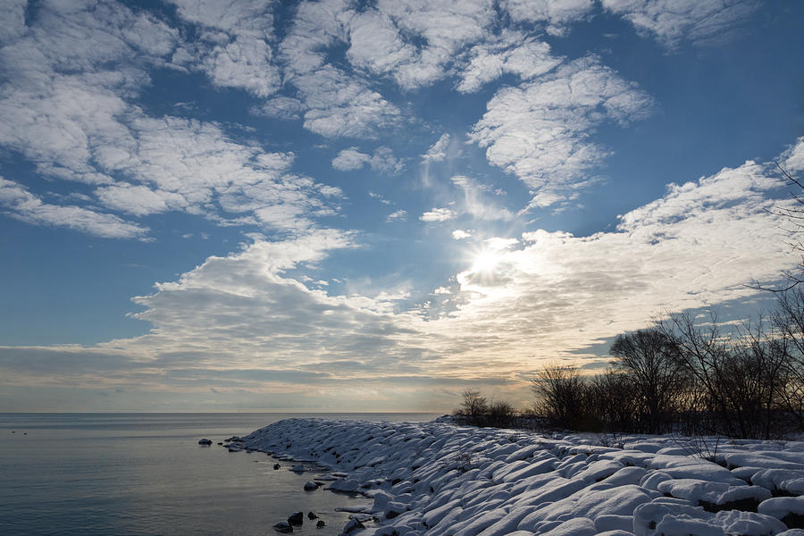 Brilliant Sunshine After the Snowstorm - a Winter Beach on Lake Ontario Photograph by Georgia Mizuleva