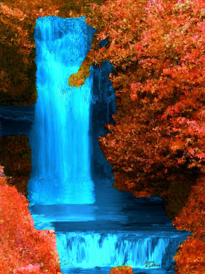 Brilliant Waterfall in Autumn Painting by Bruce Nutting