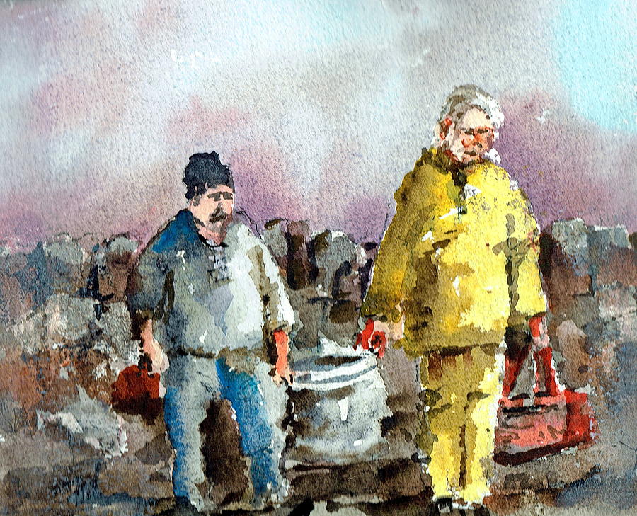 Bringing home the catch, Liscannor. Painting by Val Byrne