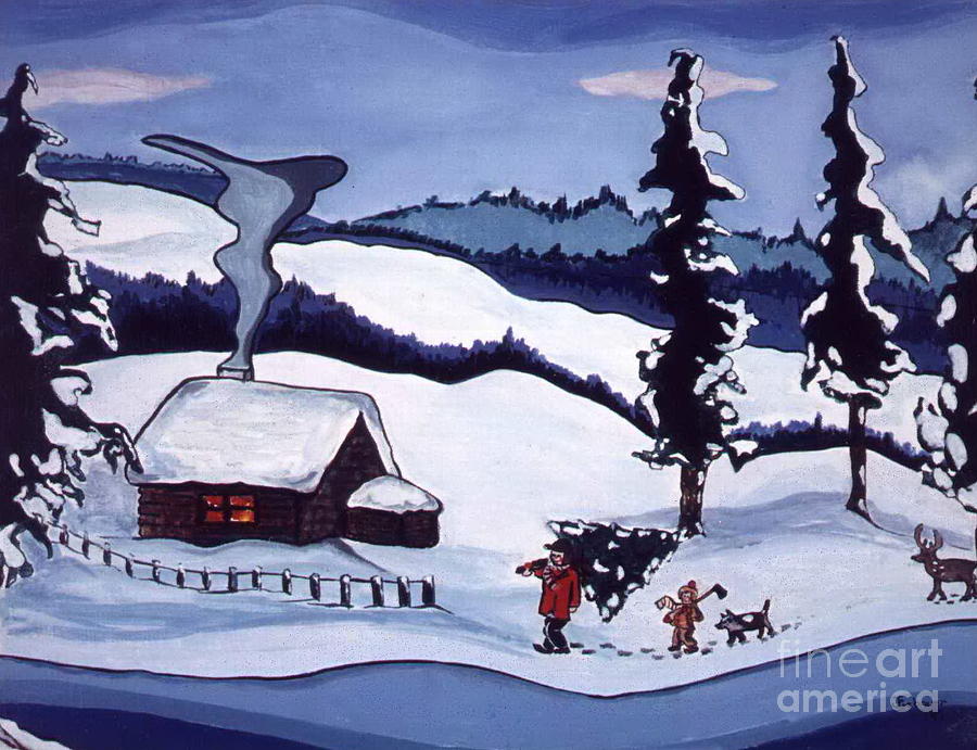 Bringing Home the Tree Painting by Joyce Gebauer