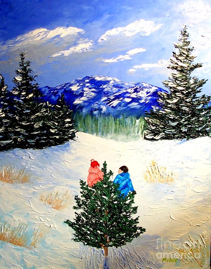Bringing Home the Tree Painting by Peggy Miller