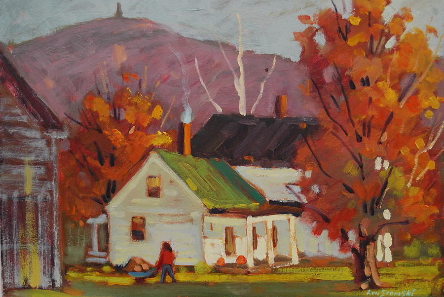 Bringing In The Firewood Painting by Len Stomski