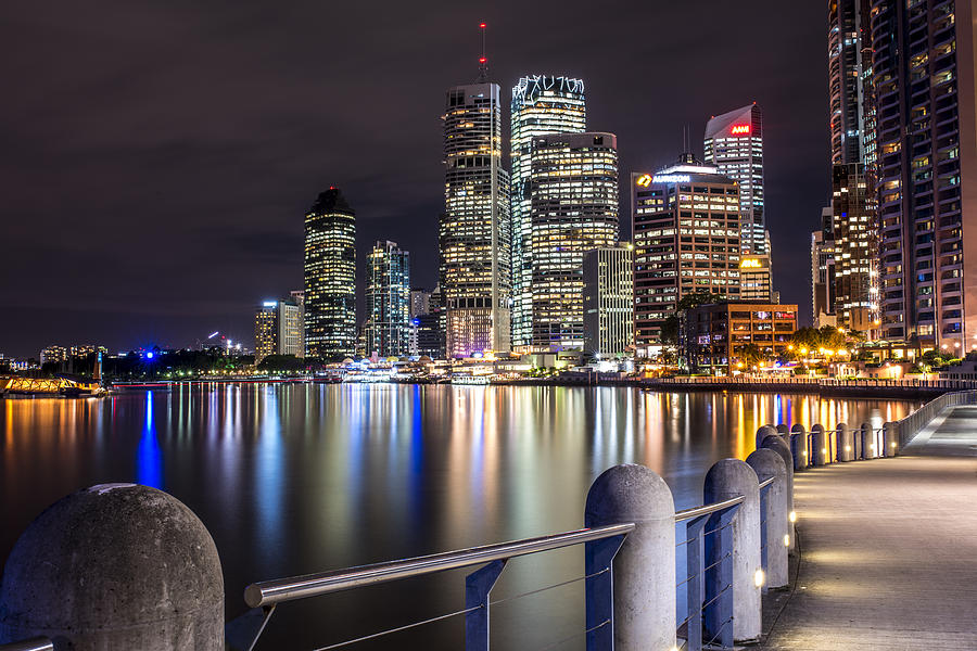 Brisbane Skyline at Night Photograph by AzmanL