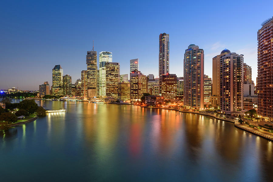 Brisbane Skyline From Story Bridge At by Stefan Mokrzecki