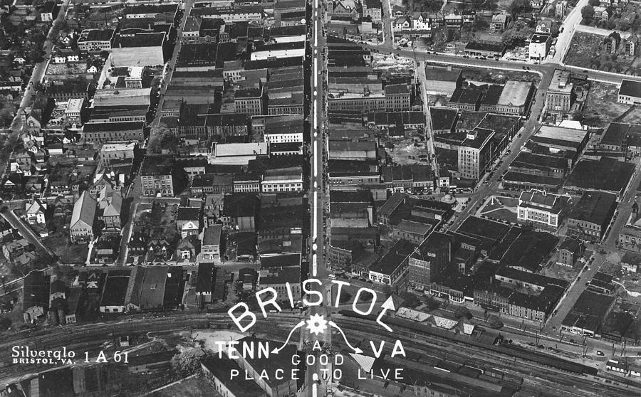Bristol Virginia Tennessee Early Aerial Photo Photograph by Denise Beverly