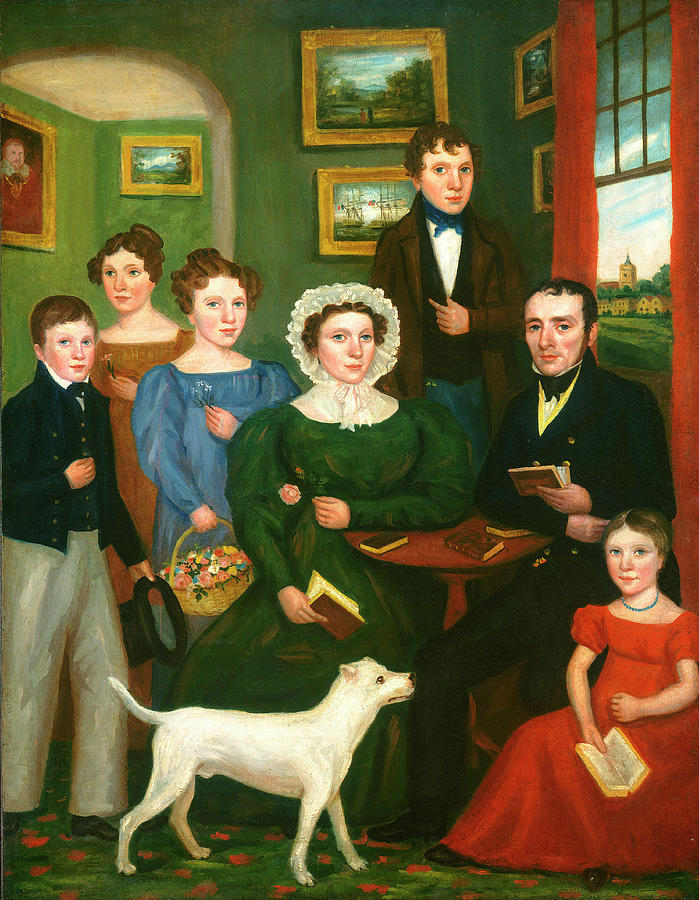 British Painting - British 19th Century, Portrait Of An Unknown Family by Quint Lox