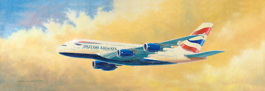 British Airways A380 Painting by Douglas Castleman