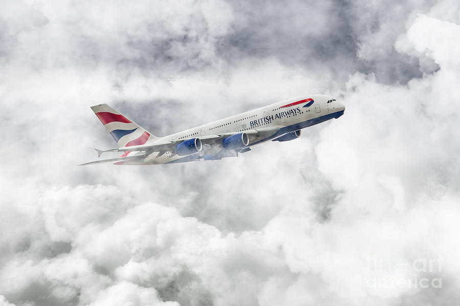Jet Digital Art - British Airways A380 by Airpower Art