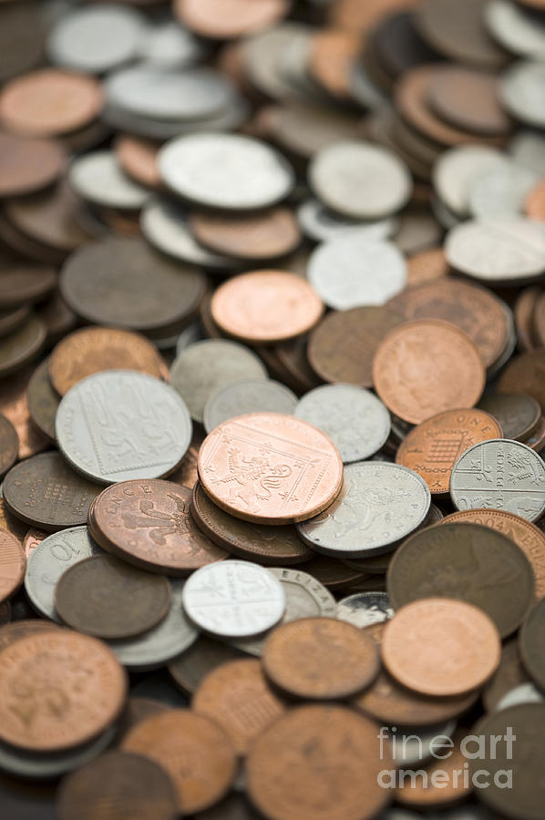 British Coins Sterling Full Frame Photograph by Lee Avison