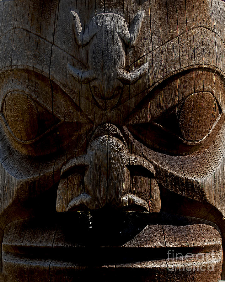 British Columbia Totem Face Photograph by J L Woody Wooden