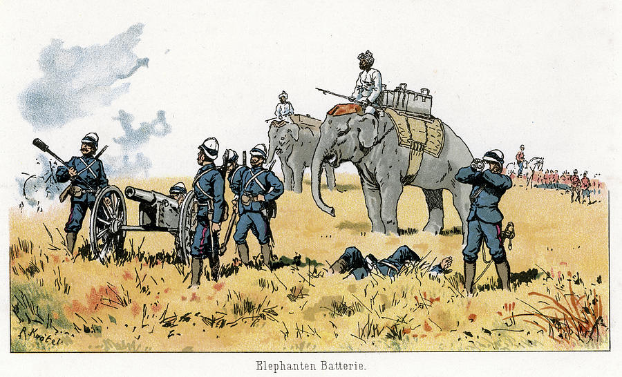 British Empire Military - Elephant Artillery Drawing by Duncan1890